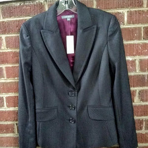 NEW Ann Taylor Black/Gray Striped Wool Blazer